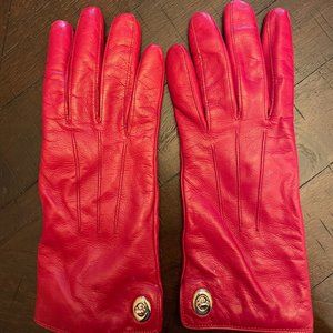 Leather Coach Gloves (Red)